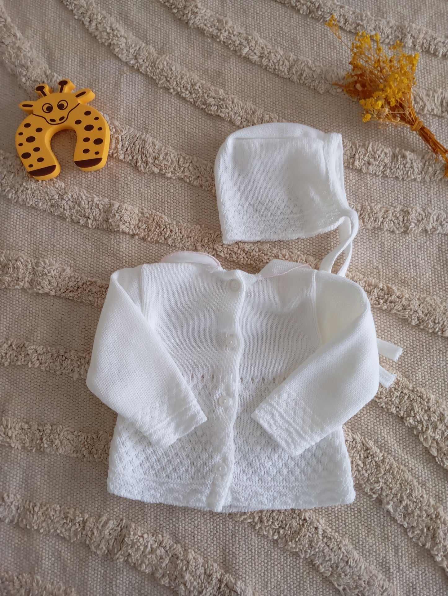 Ensemble bébé blanc nœud rose