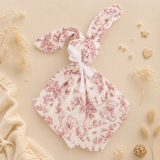 Doudou bébé ourson rose