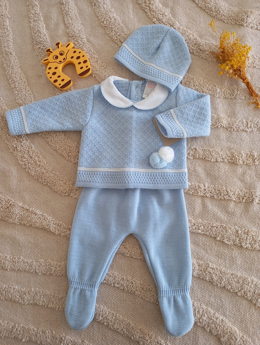 Ensemble bébé bleu clair pompon