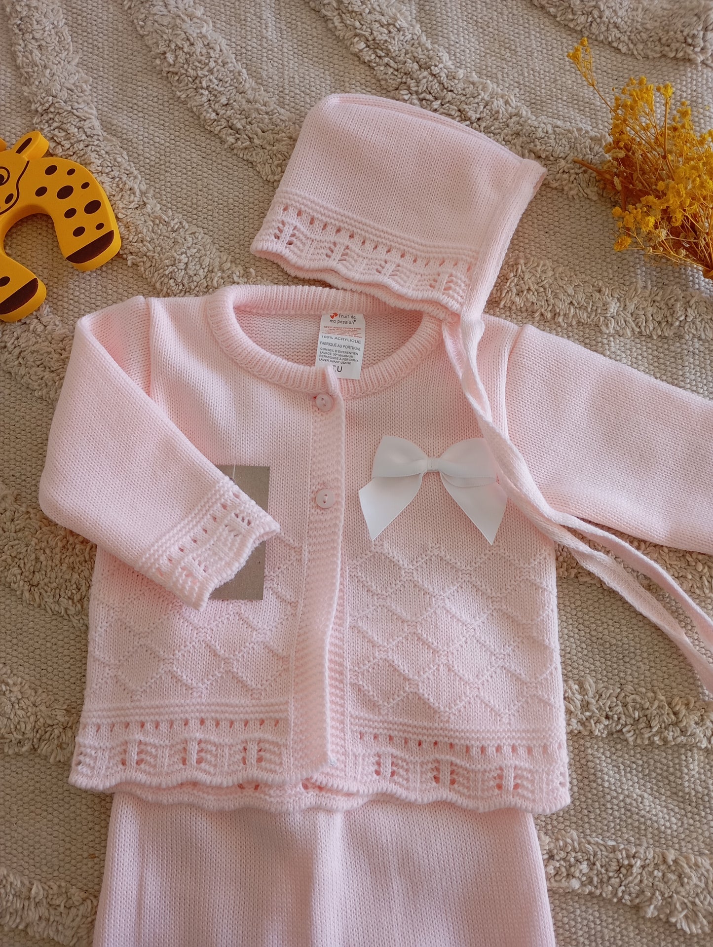Ensemble bébé gilet rose clair