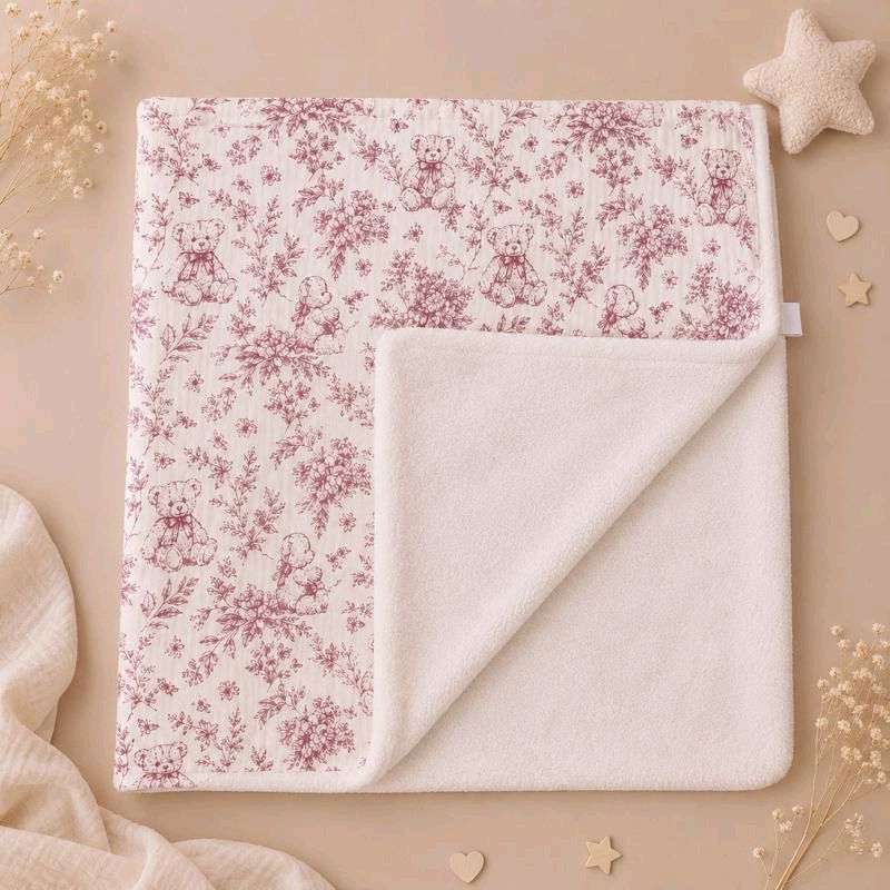 Couverture bébé ourson rose