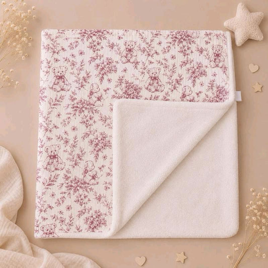 Couverture bébé ourson rose