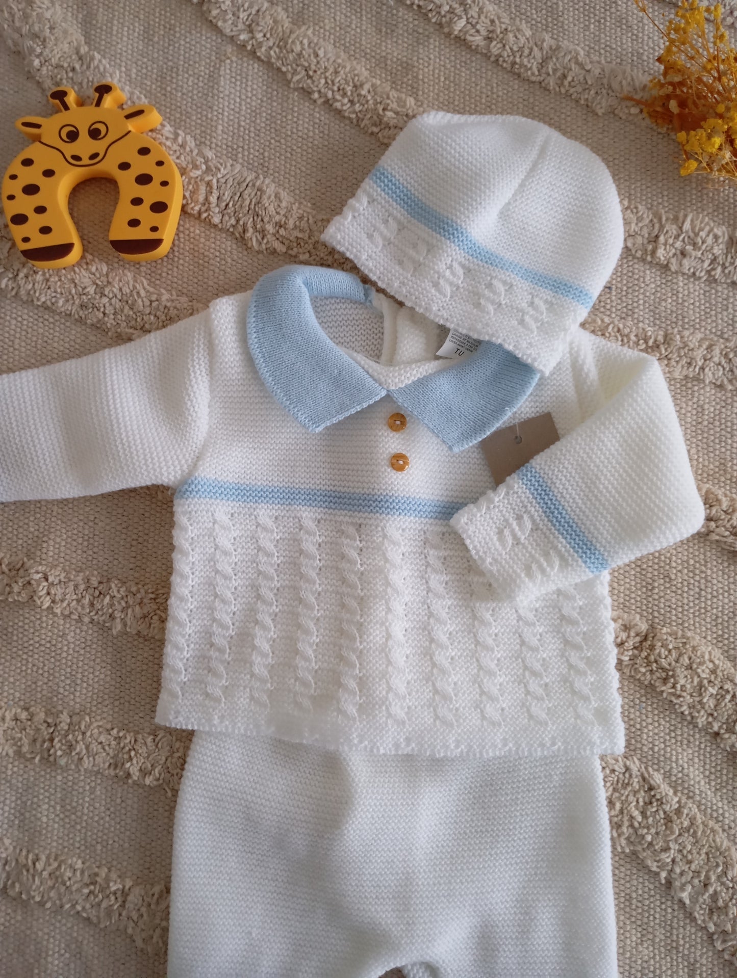 Ensemble blanc liseré bleu